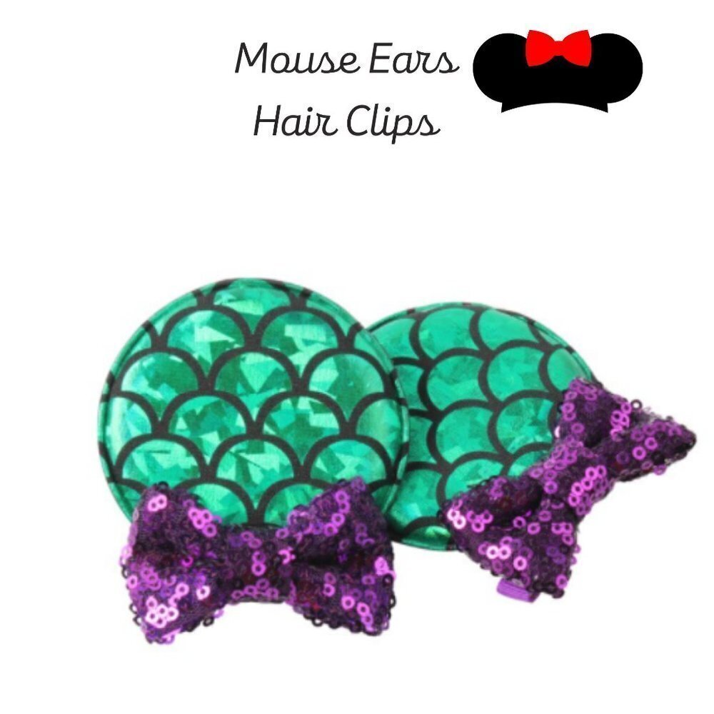 Girls Sequin Ears Hair Clips Mermaid Style Vacation Pictures